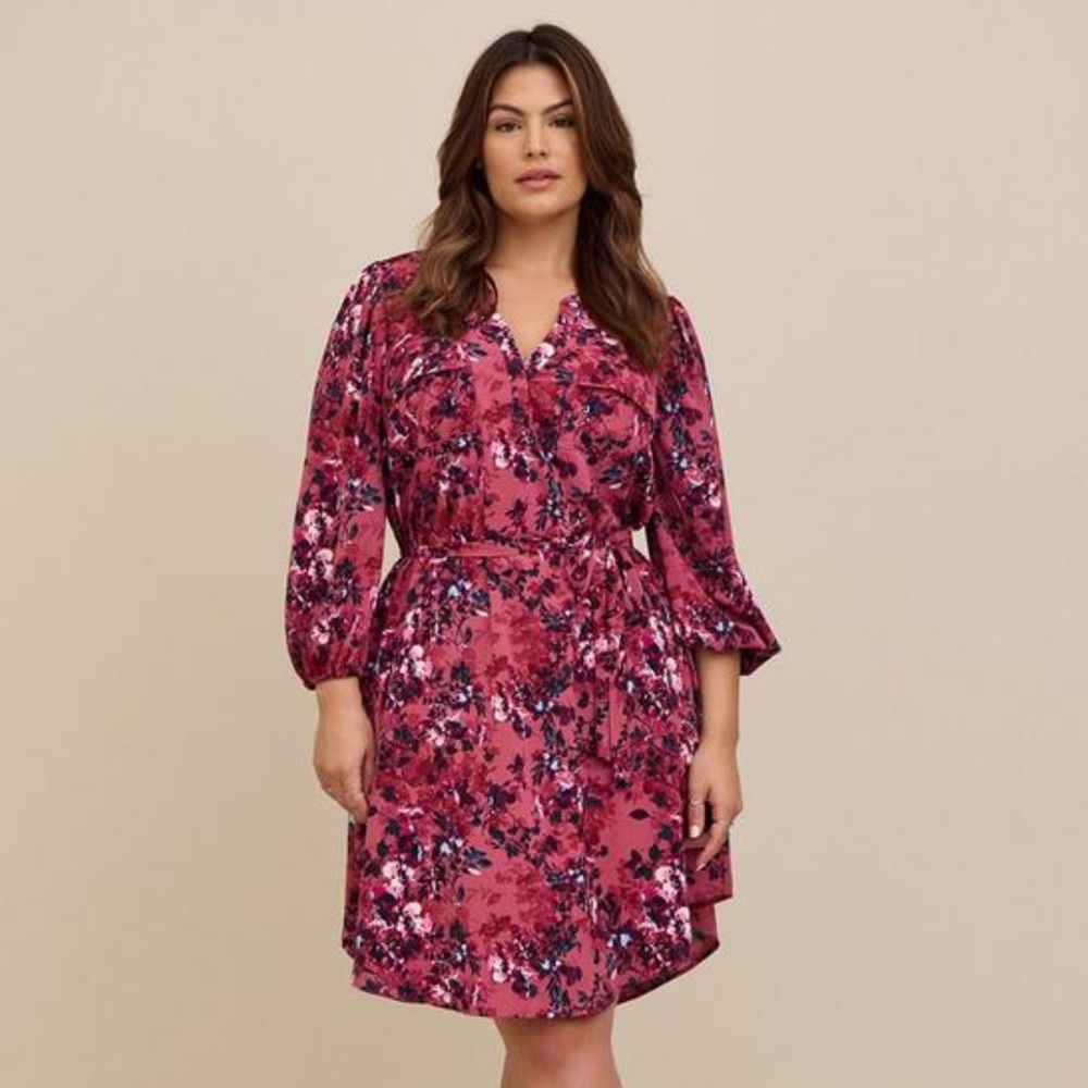 Torrid Mini Studio Crepe de Chine Shirt Dress Size 2